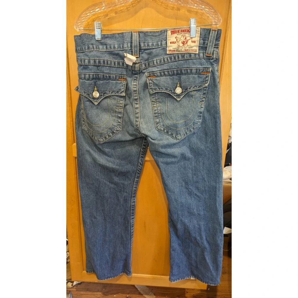 True Religion Mens Billy Super T Stitch‎ Bootcut Jeans size 33 x Measure 33X29